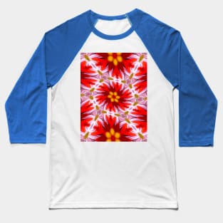 Red Floral Pattern Baseball T-Shirt